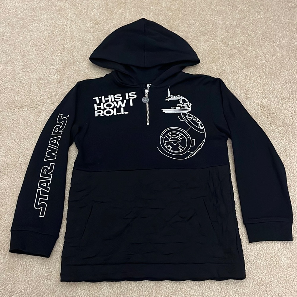 Disney Star Wars BB8 Unisex Kids Hooded Pullover Sweatshirt - size L